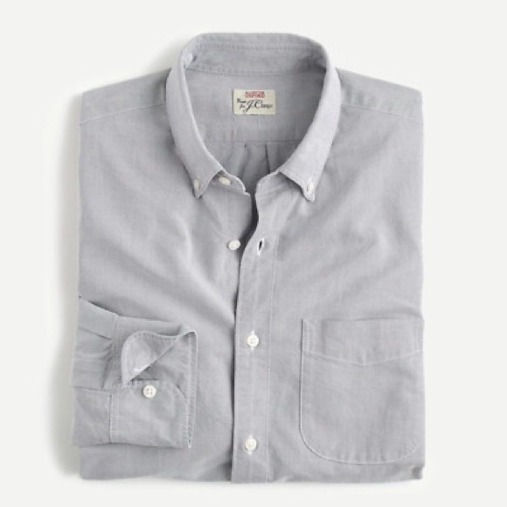 J. Crew Men's Light Gray Casual Button Down Shirt
